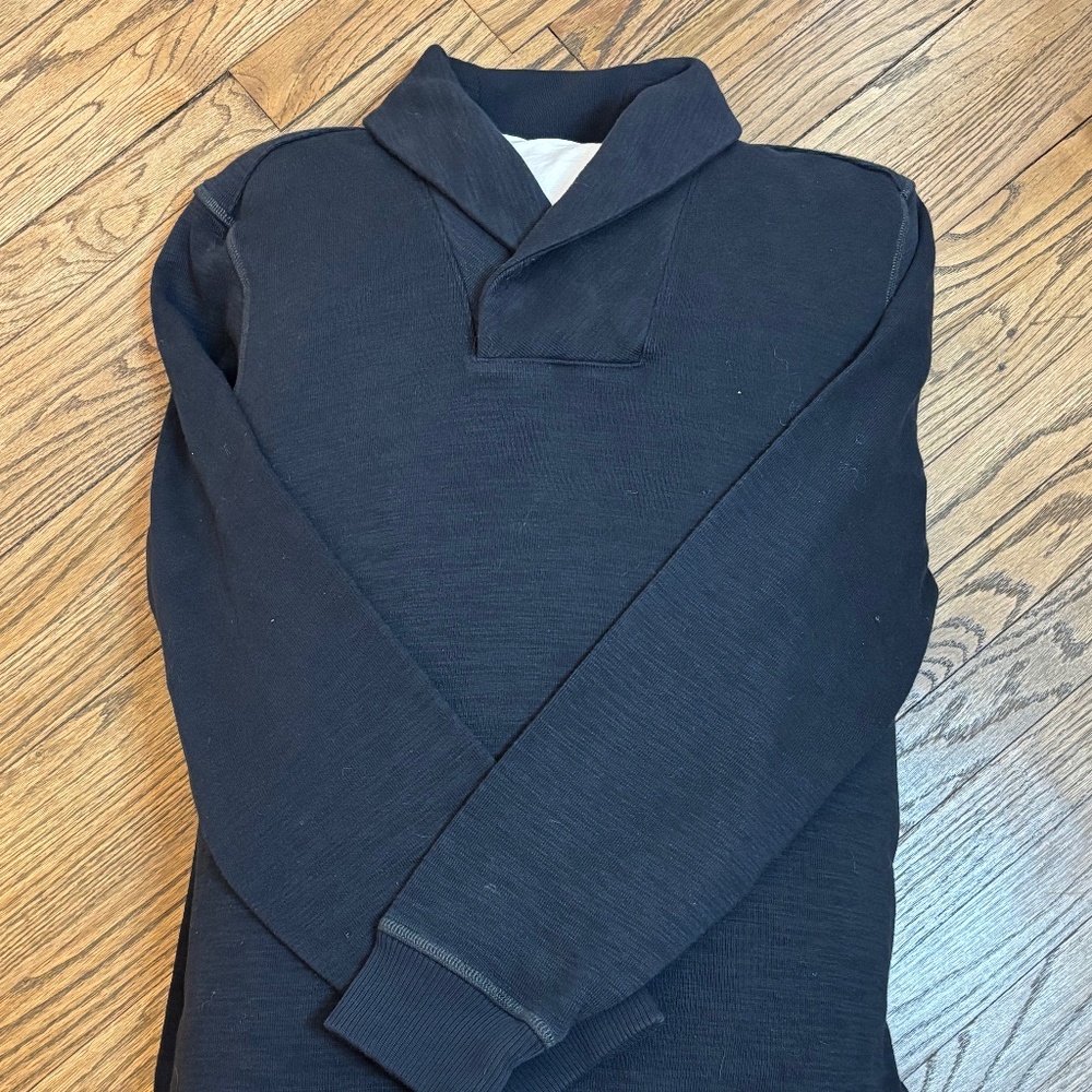 NWT Banana Republic XL Snap Shawl Collar Pullover - Charcoal Navy